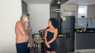 My slut neighbor asks me to bathe in my apartment as the only excuse for me to fuck her richer than her husband.