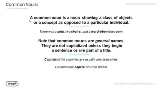 Introduction to English Common Nouns