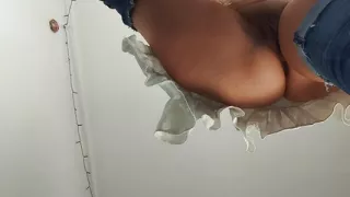 Naughty sexy milf tries on naked clothes. Latin hairy pussy tries on clothes in bed.