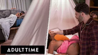 ADULT TIME - Lily Starfire Seduces Stepdaddy For Sneaky Fuck In Same Room As Oblivious Stepmom!