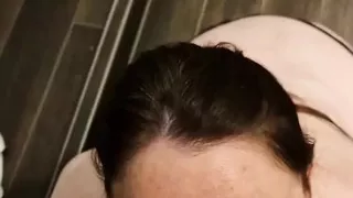 Horny blowjob with cumshot in the bathroom at 6 months pregnant