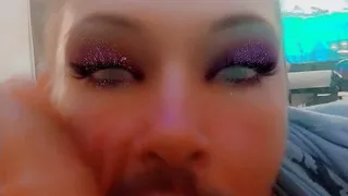 Sucking a Huge Dildo