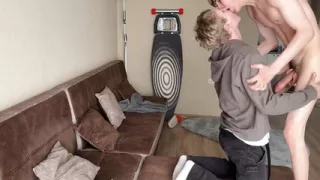 Made the Guy Suck My Dick and Then Fucked His Tight Asshole, Juicy Deep Throat Blowjob and Fucking