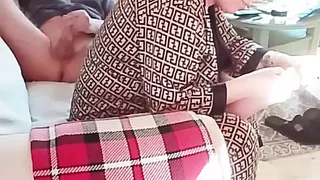 Pedicure master takes in mouth