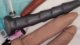 Play day with big dildos deep in ass