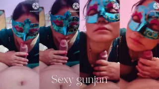 Blowjob desi bhabhi:- indian bhabhi sucking her husband's huge sexy cock with face mask