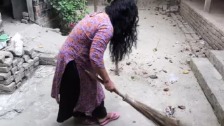 My aunty was cleaning the yard. But I hugged him, put him in my aunty ass, and started fucking him anal