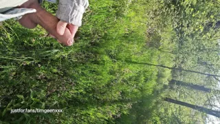 Public cruising piss in woods , jerking off my massive penis