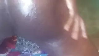 Ebony gay dude takes two big dick in his tight asshole and he screams like a whore