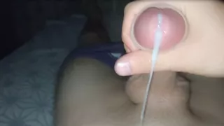 At night, the guy decided to jerk off his dick in the bathroom and cum with sweet cum
