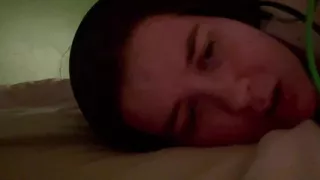 Moaning in the bedroom with satisfying toy