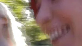 Pretty amateur German teens teasing each other's cunts in the park