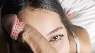 Lunah Blanc moans as she swallows me to ride the big dick