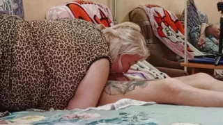 Mother-in-law sucked and ate cum