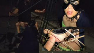 Suck pig sucking fat cock outdoor