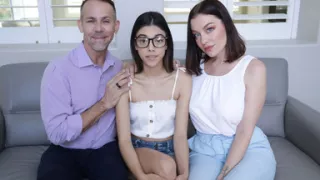 Family Strokes - Cute Tiny Stepdaughter And Hot Stepmom In Sexy Lingerie Satisfy Stepdaddy's Big Dick