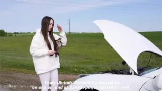 A stranger broke down on the highway. He helped her and got hot sex in gratitude.