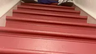 I jerk off on the stairs at home
