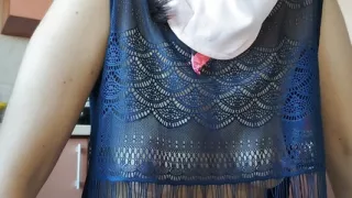 Sexy MILF, hairy pussy, big ass, vacuum cleaner in empty house.