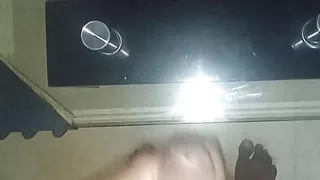 Jim jerks off and cums on the table