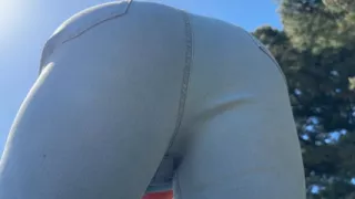 Jeans Teasing in park