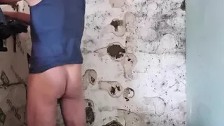 Bi-man gets it with a dildo fuck in the early morning and masturbates until he cums while working Part 3