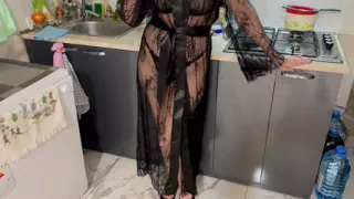 While my husband was on a business trip, a gorgeous milf in a negligee gave me a blowjob and I fucked her doggystyle.