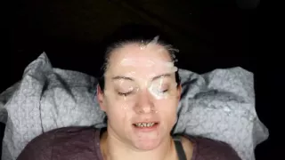 Huge Loads for Dirty Dees right in her eyes