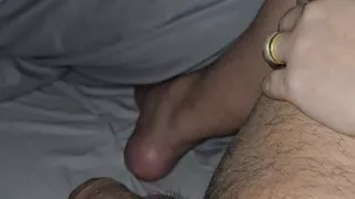 Step mom saw step son big erection and handjob him in front of step daughter