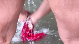 Pervert records me and touches me while I wash my clothes in the river