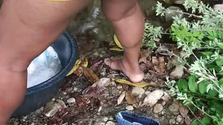 Pervert records me while I'm washing in the river part2