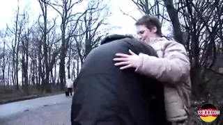 Shorthaired Brunette with Glasses Sucks and Fucks Outdoor