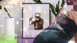 Sexy girl in tights and with long stockings starts playing in front of her camera