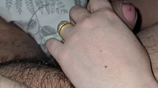 Step mom hand can't stay away from step son and handjob his dick