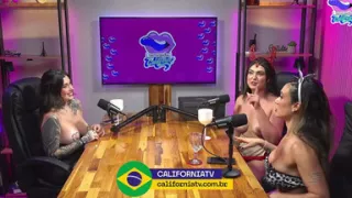 Hottest Podcast Ever: Brunette and Blonde Take off the Guest's Lingerie and the Wild Orgy Begins