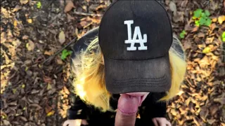 Spontaneous blowjob in the woods, we almost got caught!