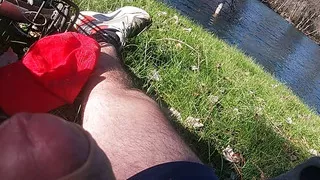 Outdoor Solo in the forest - man enjoys himself while cycling