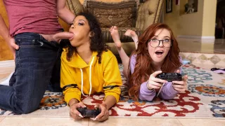 Gamer Girl Threesome Action With Van Wylde, Jeni Angel, Madi Collins - Brazzers