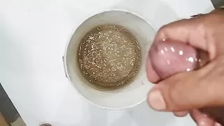 Desi Indian boy's cock smeared with massage oil