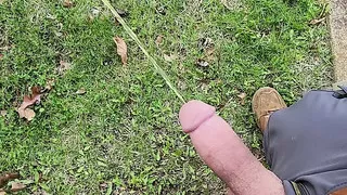 Super mushroom cock outdoor pissing closeup