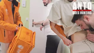 Straight Twink Student Food Delivery Convinced to Get a Blowjob