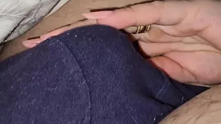 Step mom hand slip on step son underwear touching his dick