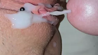 A clothed fuck and cumshot on my pussy