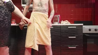 When my mother-in-law saw my boner, she started jerking off and sucking my dick until I cum