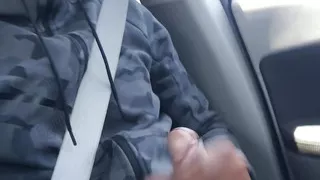 Big dick beating off while driving