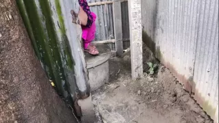 I see my sister going to the bathroom to Urine