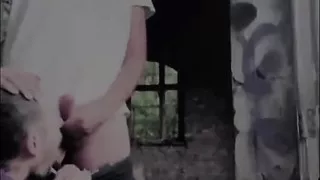 A Guy Squirts His Sperm and Gives a Guy a Facial During an Urbex