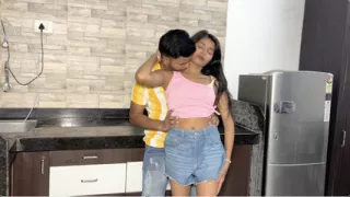 After Mom and Dad went out, the girl called her boyfriend at home.