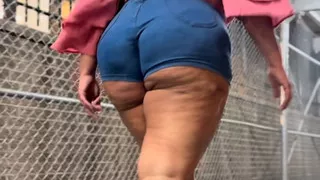 Puerto Rican Boricua Woman Walking In Daisy Dukes Short Shorts With Thick Thighs Natural Fat Ass BBW Latina - Angie Love
