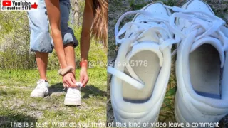 Angelina filmed her Girl Sneakers from the inside, sweaty insoles with her footprints Please comment
